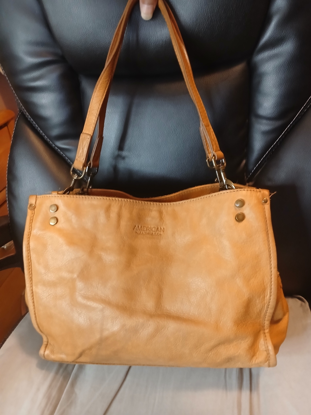 American Leather Co. Tan Leather Shoulder Bag